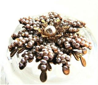 Vintage Miriam Haskell Fresh Water Pearls Abound,  Faux Pearl Brooch 4