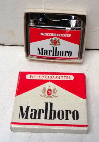 Vintage Ryan Marlboro Filter Cigarettes Lighter With Box
