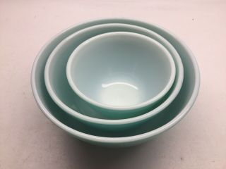 Vintage Pyrex Turquoise Mixing Nest Of Bowls Set 401 402 403