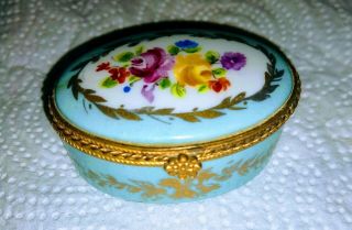 Vintage Limoges France Hinged Porcelain Trinket Box Signed By Artist