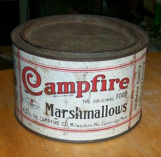 Hard To Find - Vintage Campfire Marshmallow Tin - 1930 