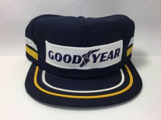 Vintage 70s 80s Goodyear Usa Side Stripes Mesh Trucker Hat Cap Snapback Rare