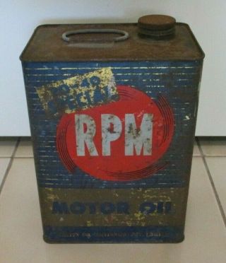 Vintage Rpm 20 - 40 Special Motor Oil Tin - Caltex Australia - One Imperial Gallon
