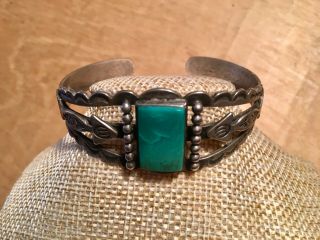 Vintage Navajo Rectangular Turquoise Silver Cuff Bracelet