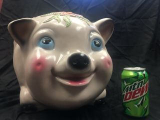 Vintage Pig Ceramic Piggy Bank Large 21 In.  Long Hand Painted 