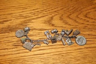 Vintage Sterling Silver Charm Bracelet 48 Grams 17 Charms Not Scrap
