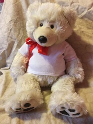 Rare Vintage 20 " White Build A Bear - Old Tag Bear With Bow And White Shirt (106)