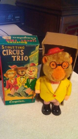 Wind Up Rare Old Vintage Cragstan Strutting Monkey 1940s W/box