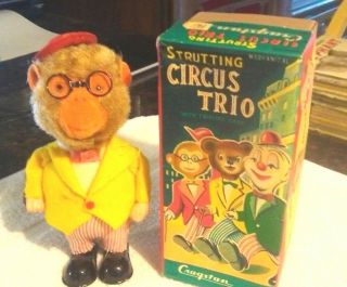 Wind Up Rare Old Vintage Cragstan Strutting Monkey 1940s W/box 2