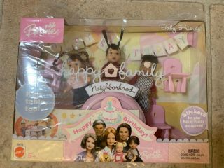 Happy Family 1st Birthday 3 Friend Dolls Barbie Midge Nikki Birthday Party Nib