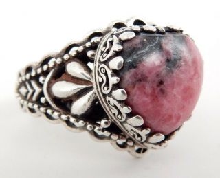 Sterling Silver Ring With Pink Heart Shaped Stone Size 9.  5 Sku 7.  8.  28.  21