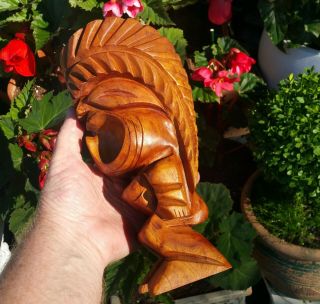 10.  5 " Hawaiian Koa Tiki God Statue Vtg Wood Carving Mid Century God Art Figurine