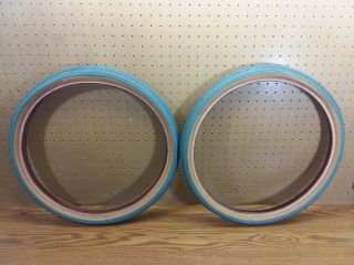 VERY RARE 80s Haro Master Blue Freestyle Tires 20x1.  75 Old School BMX Sport FST 5