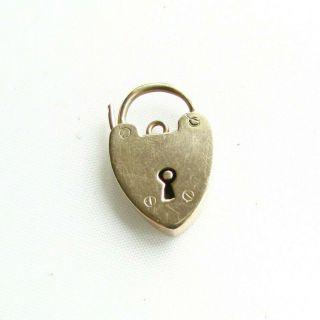 Vintage 9 Ct Rose Gold Heart Shaped Lock Padlock Clasp For A Charm Bracelet
