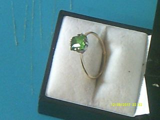 Antique Victorian 9ct Gold And Green Stone,  Silver Set,  Ring,  Uk Size 