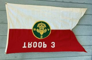 Vintage 1940 ' s BSA Boy Scouts Of America Troop 3 Flag By Defiance 3 ft x 5 ft 8