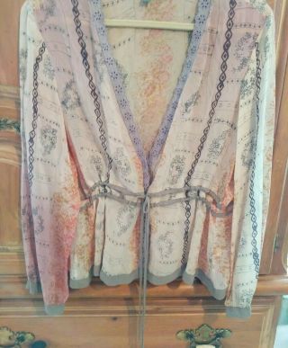 EUC Vintage Johnny Was for J.  Jill Rayon Blouse Duster Abstract Multi Ombre MED M 2