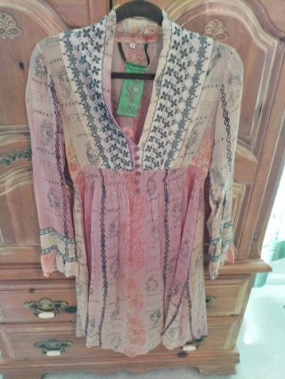 EUC Vintage Johnny Was for J.  Jill Rayon Blouse Duster Abstract Multi Ombre MED M 3