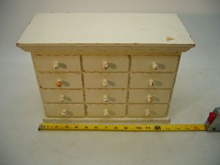 Vtg 12 Drawer Apothecary Spice Sewing Tool Cabinet Wooden Rustic Farmhouse