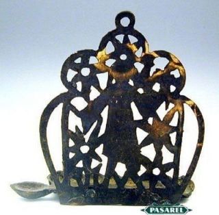 Rare Unusual Brass Hanukkah Lamp Menorah Palestine 1930 3
