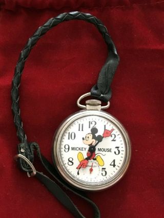 Vintage Bradley Mickey Mouse Wind Up Pocket Watch In