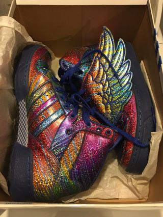 Sneakers Men 10.  5 Rare Adidas Wings Rainbow Hologram Jeremy Scott