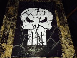 The Punisher Rare Signed Marvel Comics Logo Poster Creator Gerry Conway,