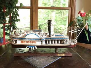 Vintage 1850 Mississippi Riverboat,  Paddleboat Steamboat Heavy Wood Model