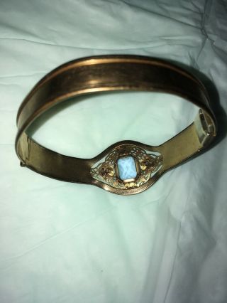 Antique Vtg Czech Amethyst Glass Bangle Bracelet 7
