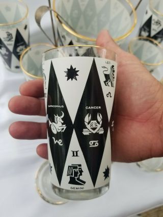 Vintage Harlequin Zodiac Barware Ice Bucket Highball Glasses Ashtrays & Bonus 6