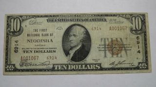$10 1929 Neodesha Kansas Ks National Currency Bank Note Bill Ch.  6914 Vf Rare