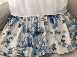 Rare Vintage Ralph Lauren Elsa Pattern White Blue Queen Bed Skirt Euc