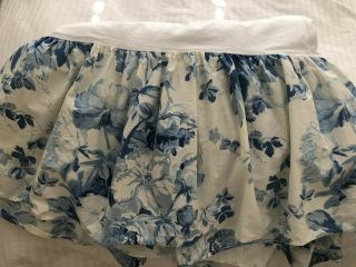 Rare Vintage Ralph Lauren Elsa Pattern White Blue Queen Bed Skirt EUC 2