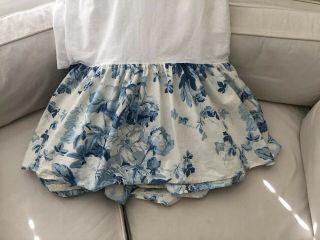 Rare Vintage Ralph Lauren Elsa Pattern White Blue Queen Bed Skirt EUC 6