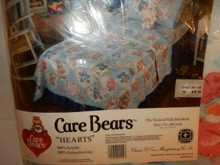 Vintage 1983 Care Bears Bear Hearts Blanket Twin Full American Greetings