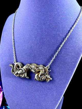 Striking Alva Museum Replicas Gold - Tone Chain Necklace Dragon Menuki Pendant