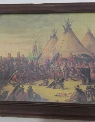 Vintage Framed Native American Scene Print 4