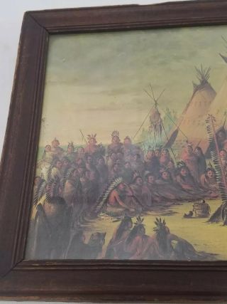 Vintage Framed Native American Scene Print 5