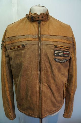 Vintage Distressed Pall Mall American Classic Leather Cafe Racer Jacket Size M