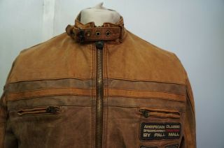 VINTAGE DISTRESSED PALL MALL AMERICAN CLASSIC LEATHER CAFE RACER JACKET SIZE M 2