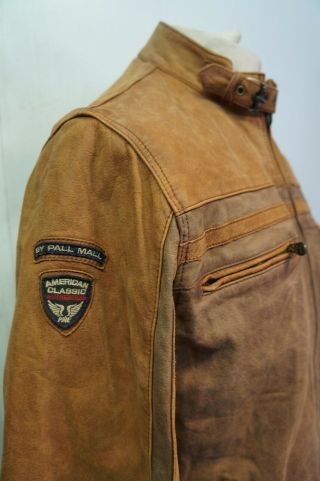 VINTAGE DISTRESSED PALL MALL AMERICAN CLASSIC LEATHER CAFE RACER JACKET SIZE M 4
