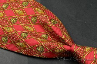 Gianni Versace Vintage Vtg Red Gold Medusa Head 100 Silk Luxury Tie - 3.  75 "