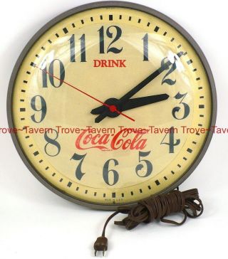 Rare Unusual 1940s - 50s Coca - Cola Metal & Glass 14 Inch Simplex Wall Clock Coke