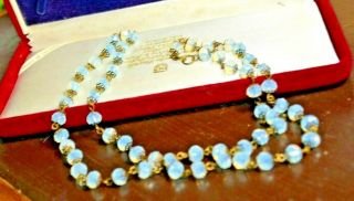 Vintage Art Deco Style Faceted Moonstone Opalescent Glass Bead Necklace