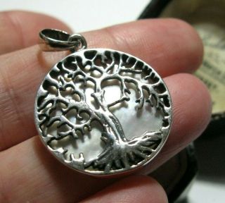 Vintage Jewellery Sterling Silver Celtic Viking Tree Shell Necklace Pendant