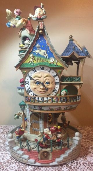 Rare The Enchanted Clocktower Clock Tower Enesco Nursery Rhymes Large Music Box