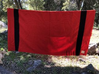 Vintage Hudson’s Bay 4 Point Blanket 100 Wool England Red Black 86 X 70