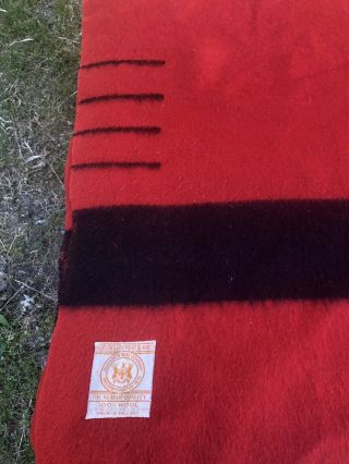 Vintage Hudson’s Bay 4 Point Blanket 100 Wool England Red Black 86 X 70 3