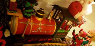 Vintage Animated Holiday Creations Santa Choo Choo Train Smoke & Music See Video
