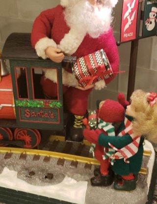 Vintage Animated Holiday Creations Santa Choo Choo Train Smoke & Music See VIDEO 6